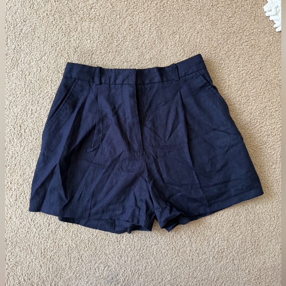 NWT Zara Navy Linen Shorts